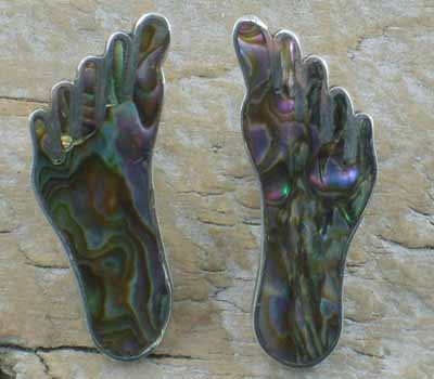 Vintage Earrings- Abolone Shell Feet non-pierced